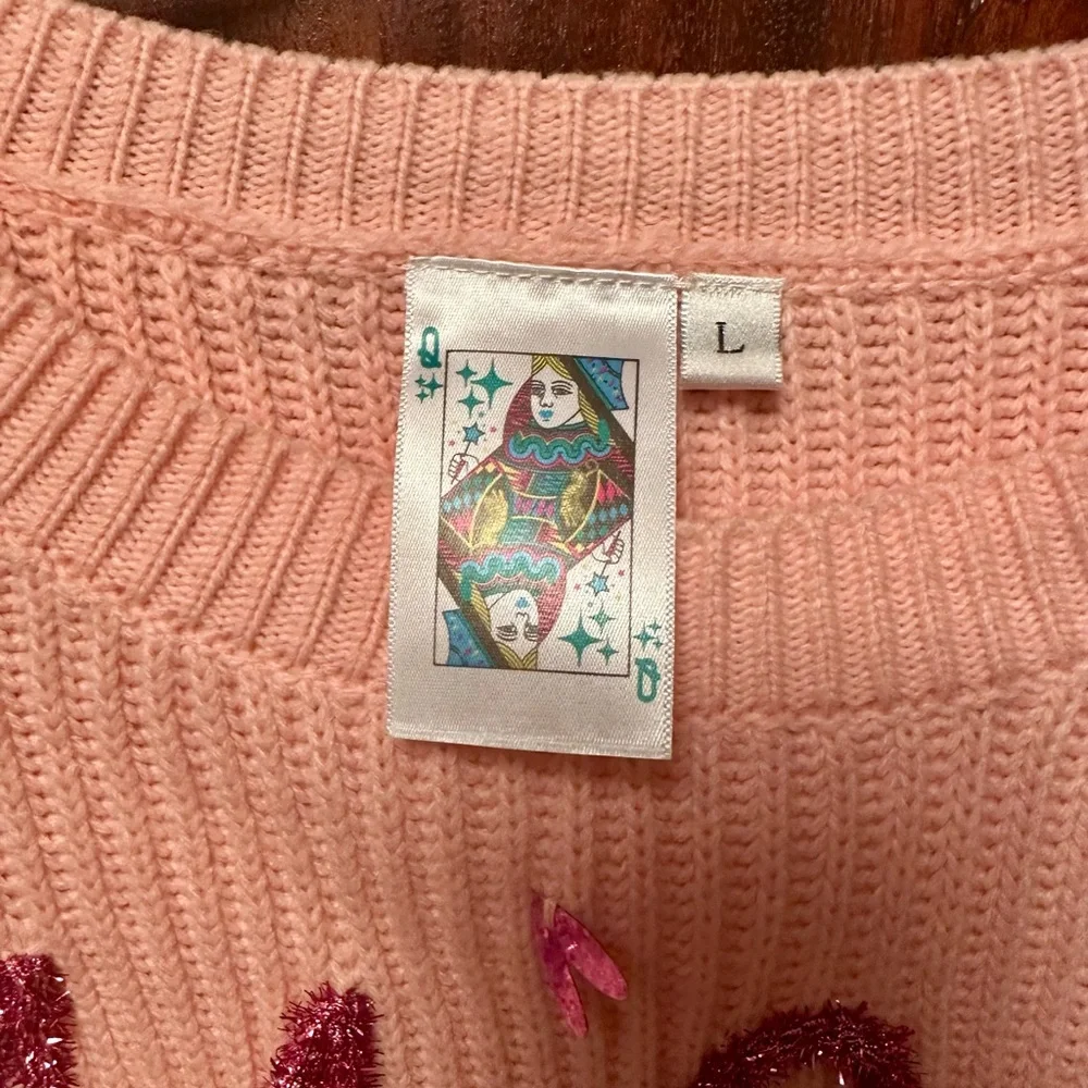 Queen of Sparkles Queen of Hearts Pink Valentine Sweater L - Picture 4 of 4